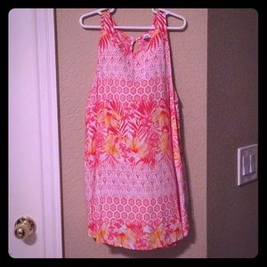 Floral orange and yellow tank top